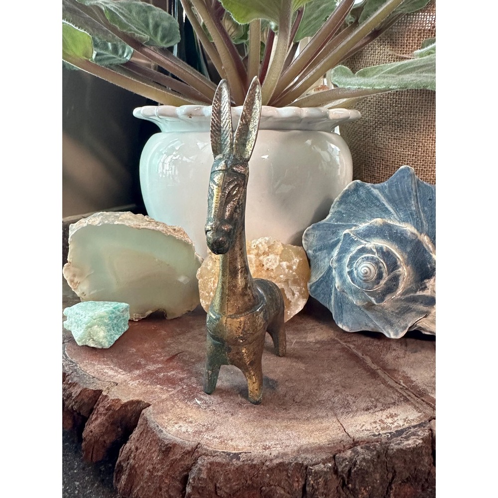 VTG Brass Donkey Figurine Southwestern Decor Brass Animal Statue Boho Accent
